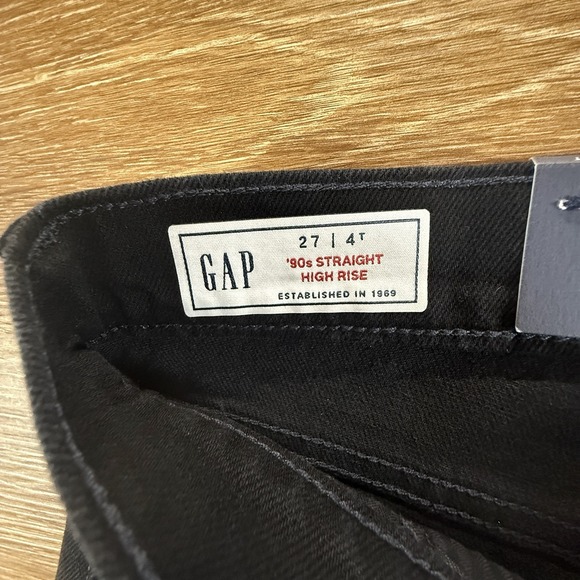 Gap 90s Straight High Rise Jeans Women's 27/4 Tall Black Denim NWT - Picture 3 of 10